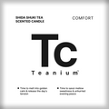 Teanium SHIDA SHUKI GABA yellow tea-scented candle — front label design with Tc monogram, apricot and vanilla evening calm influences