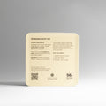 Back label of Teanium TOVLA Georgian White tea tin with origin, brewing details and QR code